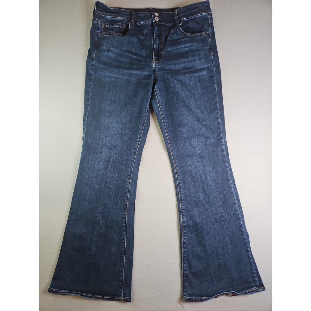 American Eagle Super Stretch Kick Flare Jeans Womens 18 Medium Wash Blue Denim